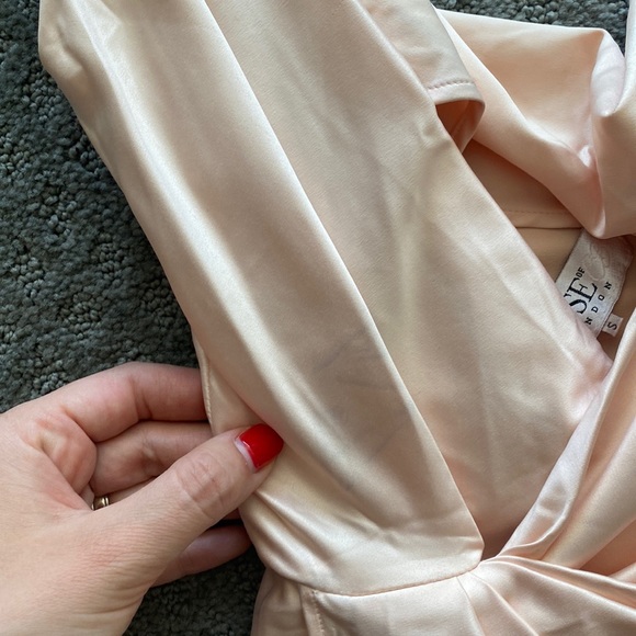 House Of CB, 'Coco' Beige Satin Drape Back Dress, Size S - Picture 10 of 15